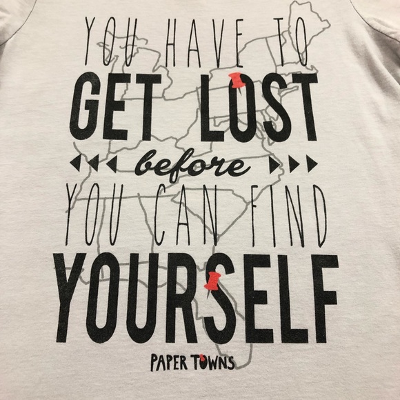 Paper Towns Grey T Shirt Get Lost B4 U Find Urself - Picture 2 of 3